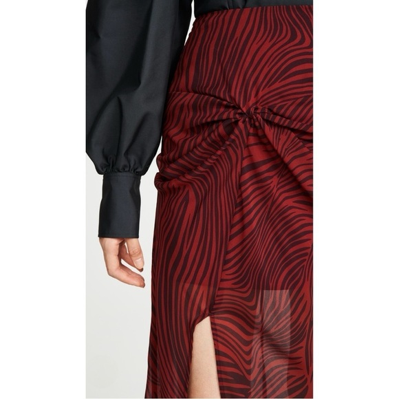 The Fifth Label Region Chiffon Twisted Front Hi Low Animal Print MIDI Skirt XS - Picture 3 of 7